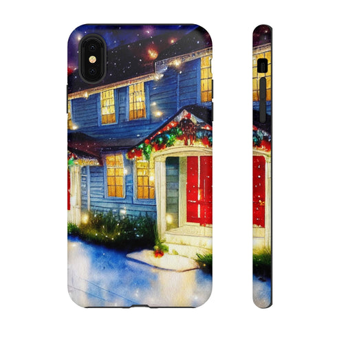 Festive Christmas Decorations on a Row of Townhomes - Impact Resistant Phone Case iPhone XS MAX Matte